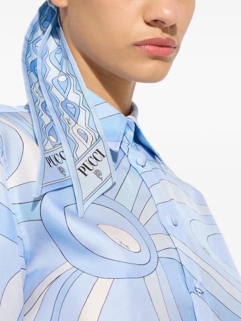 PUCCI mixed print silk scarf - Blue