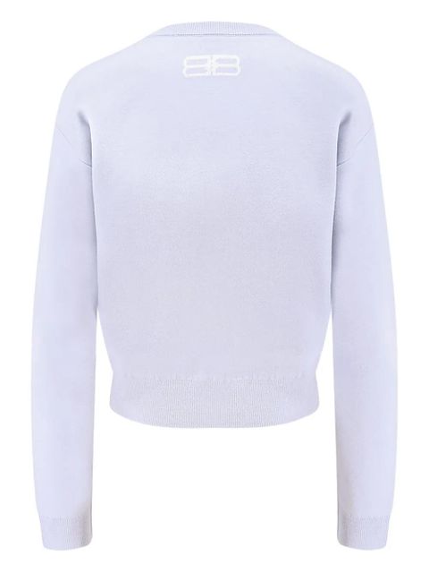Balenciaga logo-detail crew-neck sweater - Blue
