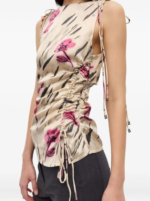 GANNI floral-print blouse - Neutrals