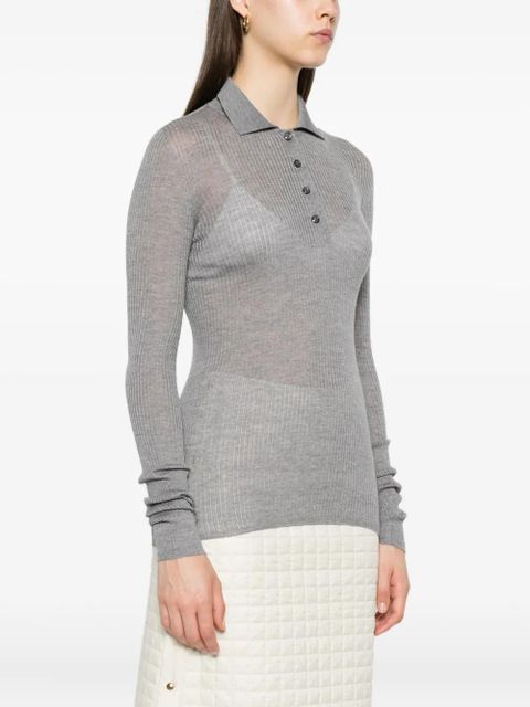 Moncler ribbed wool polo top - Grey