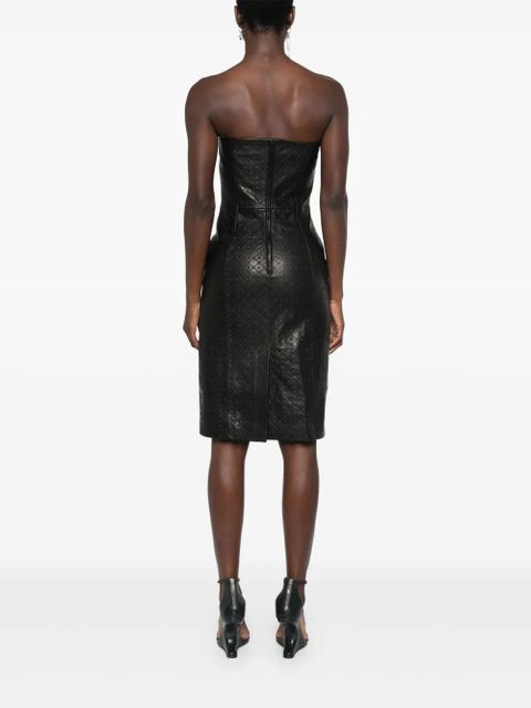 Marine Serre monogram-embossed leather mini dress - Black