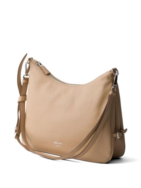 Prada Fold large leather shoulder bag - Neutrals