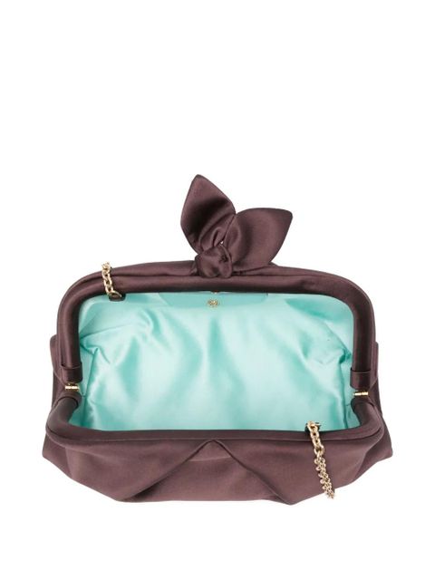 Aquazzura bow chain clutch bag - Brown