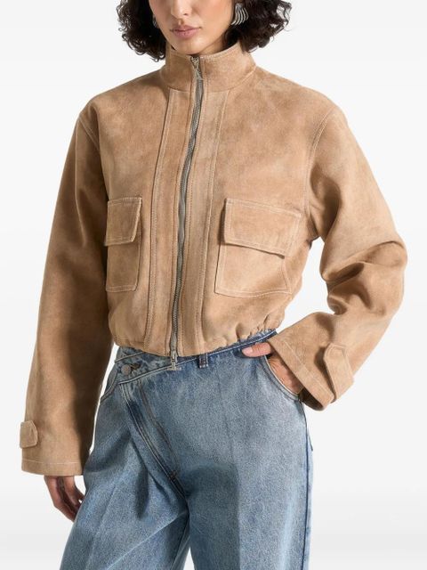 Manière De Voir Nawel suede cropped jacket - Brown