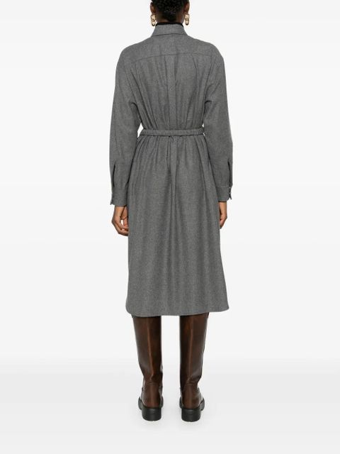 Moncler logo-patch shirt dress - Grey