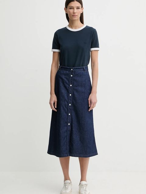 A.P.C. t-shirt bawełniany T-SHIRT CROP MANCHE COURTE CONTRASTÉ damski kolor granatowy COHBQ.F26550