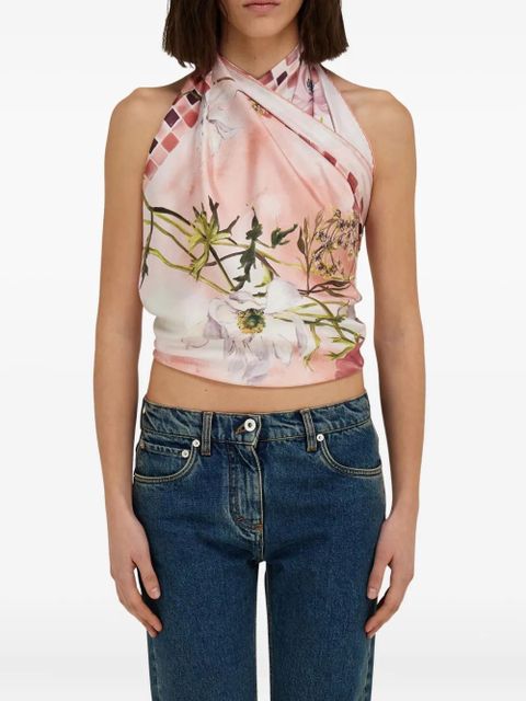 Ferragamo Fiori-print silk scarf - Pink