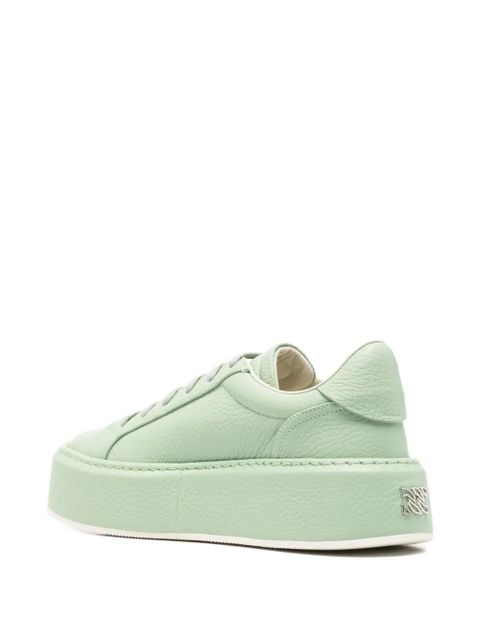 Casadei I-Box pebbled-leather platform sneakers - Green