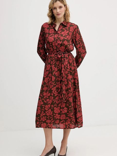 United Colors of Benetton sukienka kolor czerwony midi rozkloszowana 40IGDV0C1 - zdjęcie produktu nr 2