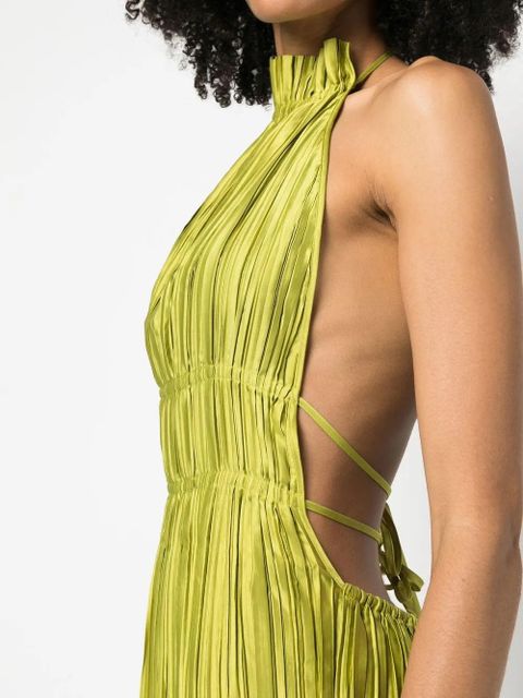 Cult Gaia Bethanie plissé satin mini dress - Green