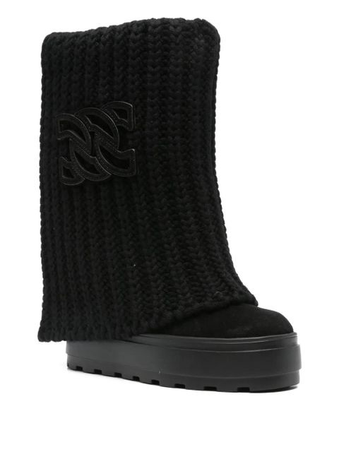 Casadei knitted-cuffs knee-high boots - Black