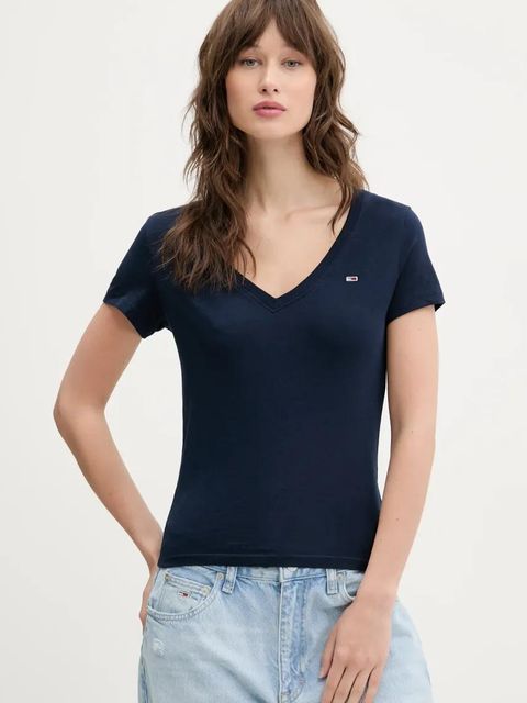 Tommy Jeans t-shirt bawełniany 2-pack damski kolor granatowy DW0DW21367 - zdjęcie produktu nr 1