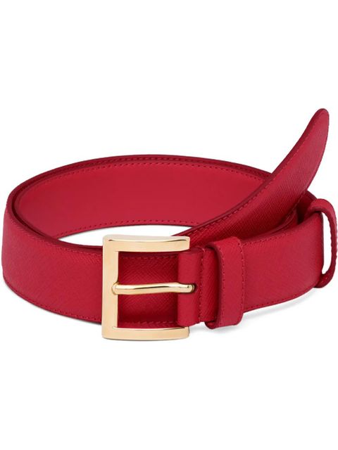 Prada buckled leather belt - Red