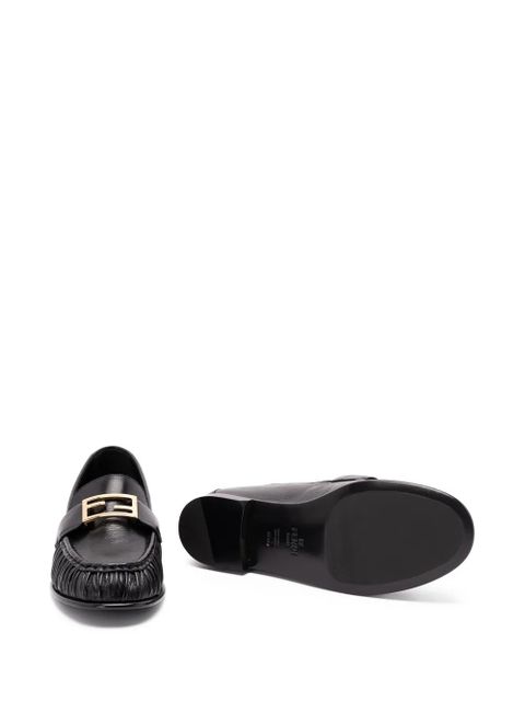 FENDI logo-detail leather loafers - Black