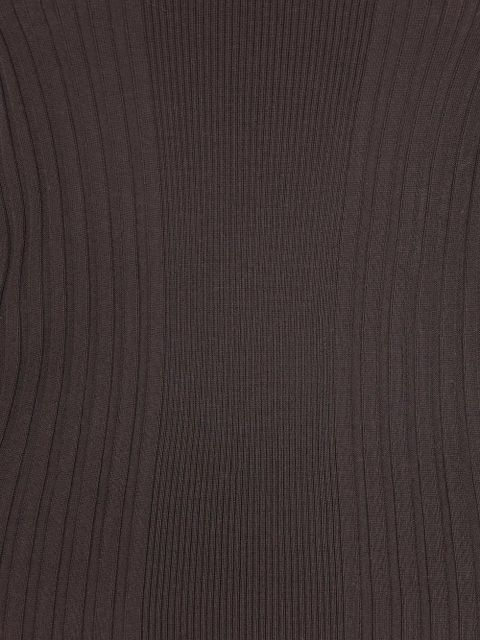 Miu Miu ribbed-knit crocheted-trim top - Brown