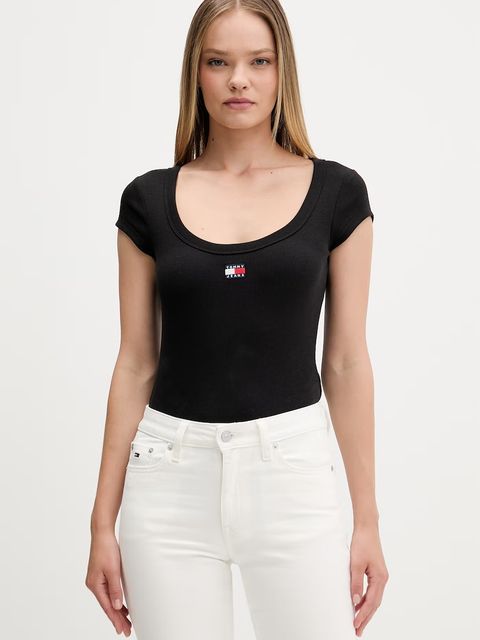 Tommy Jeans T-shirt damski bawełniany z elastanem - zdjęcie produktu nr 1