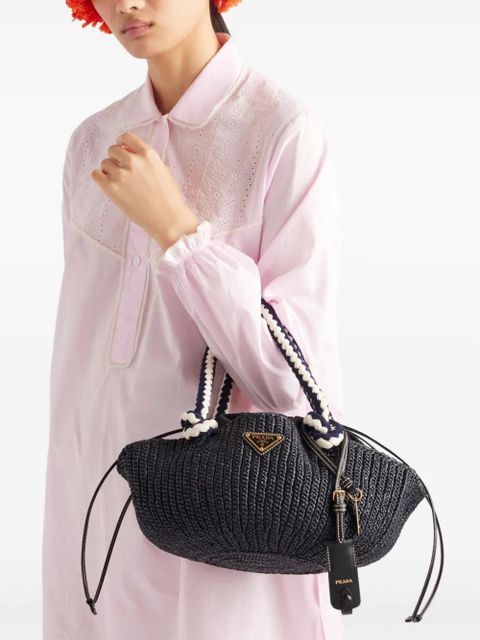 Prada small crochet-knit tote bag - Black