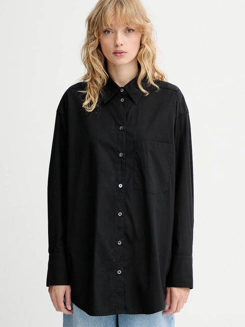 Marc O'Polo koszula damska kolor czarny relaxed z kołnierzykiem klasycznym 508113442221 - zdjęcie produktu nr 1