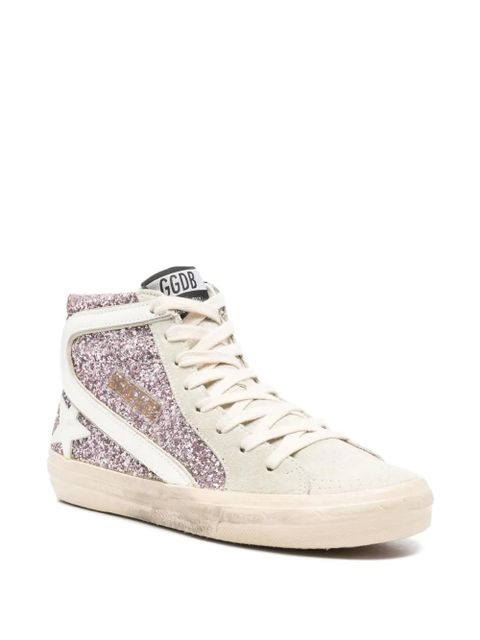 Golden Goose glitter-panel high-top sneakers - Pink