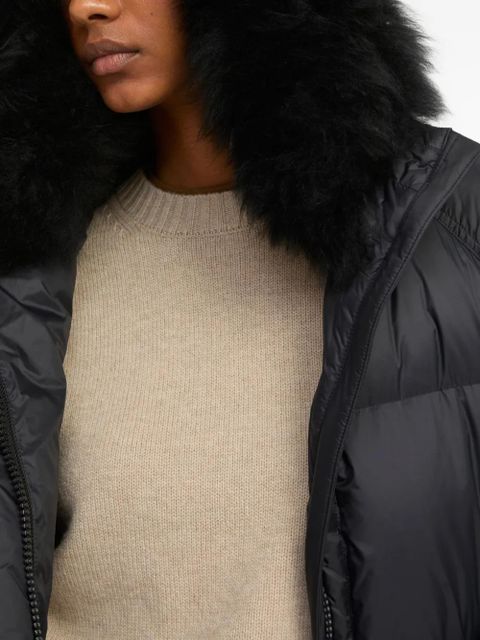 Yves Salomon lambshearling-hooded down jacket - Black