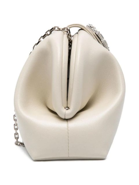 Amina Muaddi Camelia embellished clutch bag - Neutrals