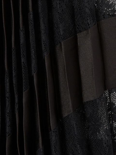 Claudie Pierlot pleated-design lace-insert maxi skirt - Black