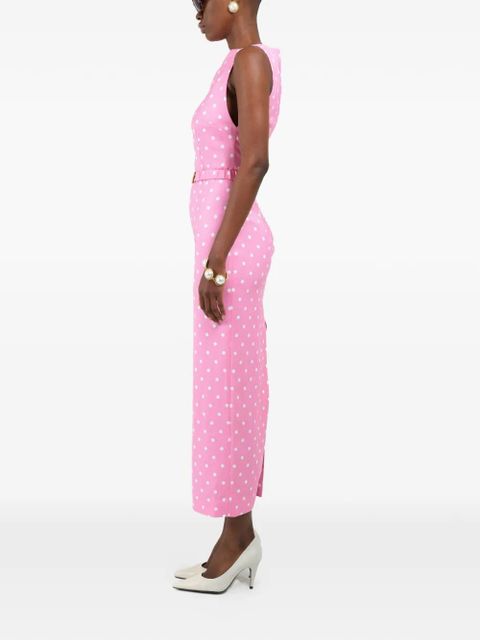 Rowen Rose polka-dots straight-neckline maxi dress - Pink