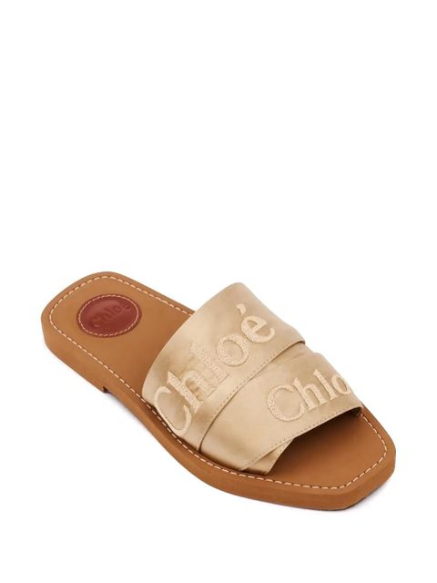 Chloé Woody logo-strap sandals - Gold - zdjęcie produktu nr 2
