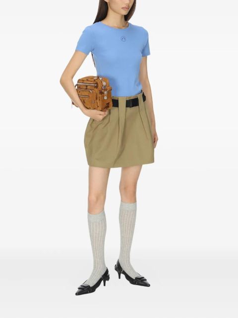 Marine Serre moon-logo ribbed T-shirt - Blue