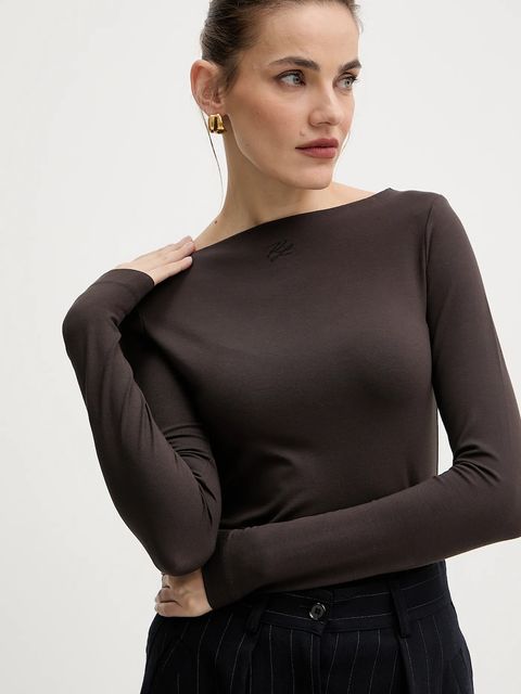 Karl Lagerfeld longsleeve kolor brązowy A4W17045