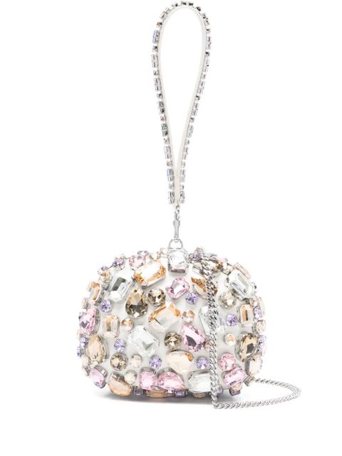 Self-Portrait crystal-embellished mini clutch bag - White - zdjęcie produktu nr 1
