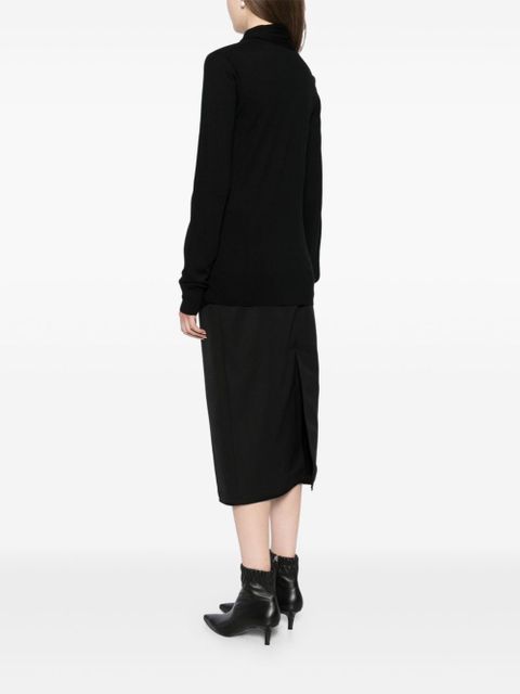 TOTEME draped-scarf fine knit top - Black