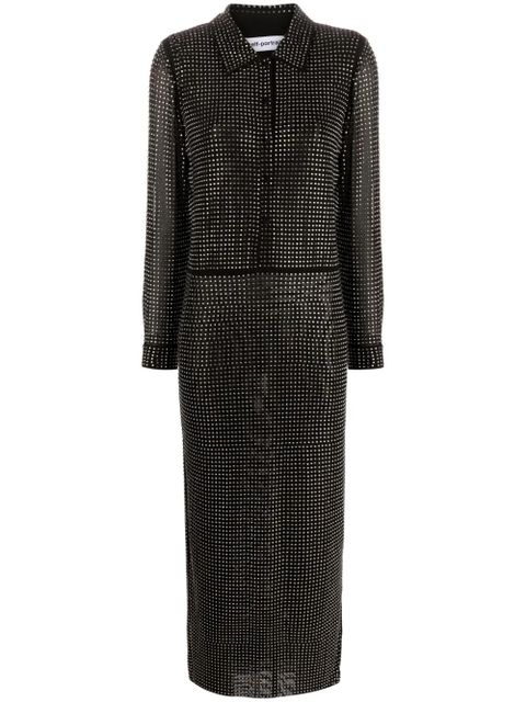 Self-Portrait embellished midi shirtdress - Black - zdjęcie produktu nr 1