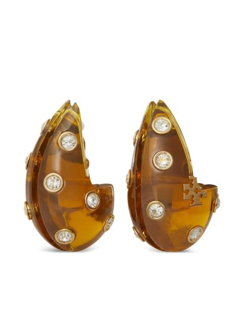 Tory Burch crystal-embellished wave earrings - Brown - zdjęcie produktu nr 2
