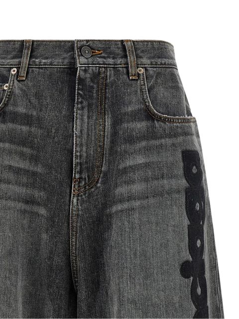 Balenciaga embroidered-logo baggy jeans - Grey