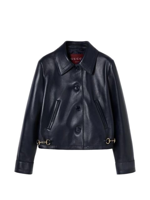 Gucci horsebit notched leather jacket - Blue - zdjęcie produktu nr 1