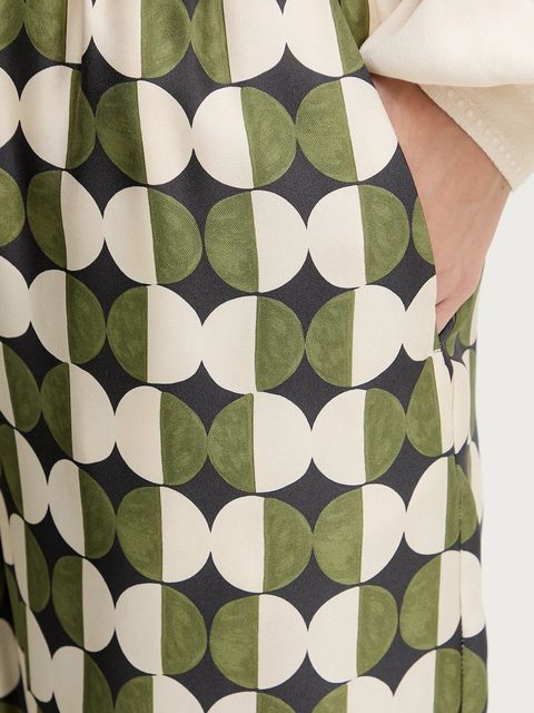 Weekend Max Mara spodnie jedwabne FIBBIA damskie kolor zielony proste high waist 2525136142600