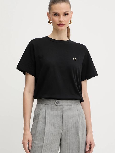 Twinset t-shirt bawełniany damski kolor czarny 252TP2057 - zdjęcie produktu nr 1
