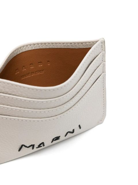 Marni logo-embroidered cardholder - Grey
