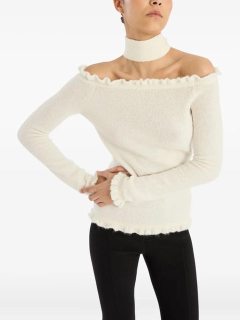 ROTATE BIRGER CHRISTENSEN ruffled-detail off-shoulder top - Neutrals