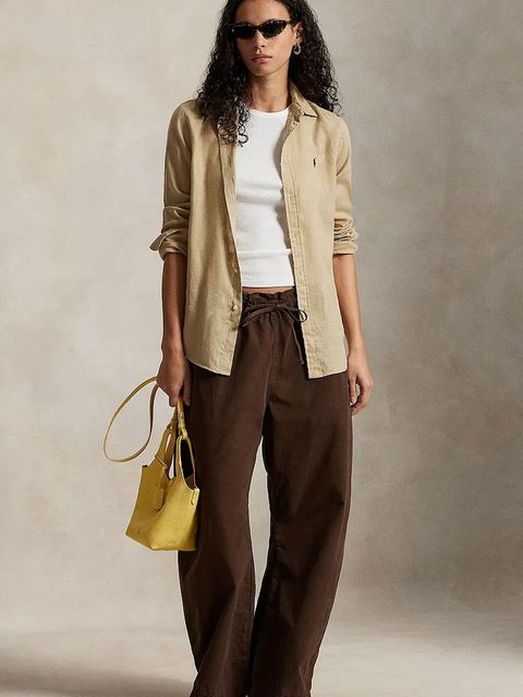 Polo Ralph Lauren koszula lniana kolor beżowy relaxed z kołnierzykiem klasycznym 211970730 - zdjęcie produktu nr 2