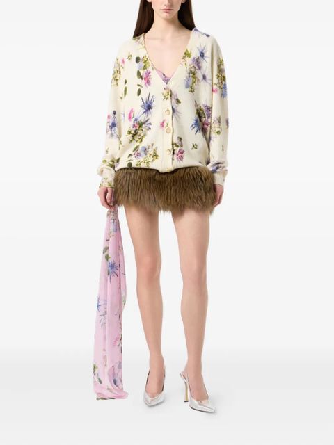 Blumarine floral-beaded cardigan - Neutrals