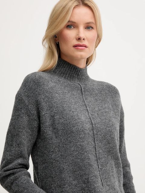 Pepe Jeans sweter z domieszką wełny damski kolor szary z półgolfem PL7000032