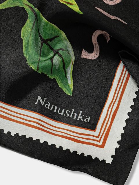Nanushka chusta jedwabna kolor czarny wzorzysta NU25PFSC00299