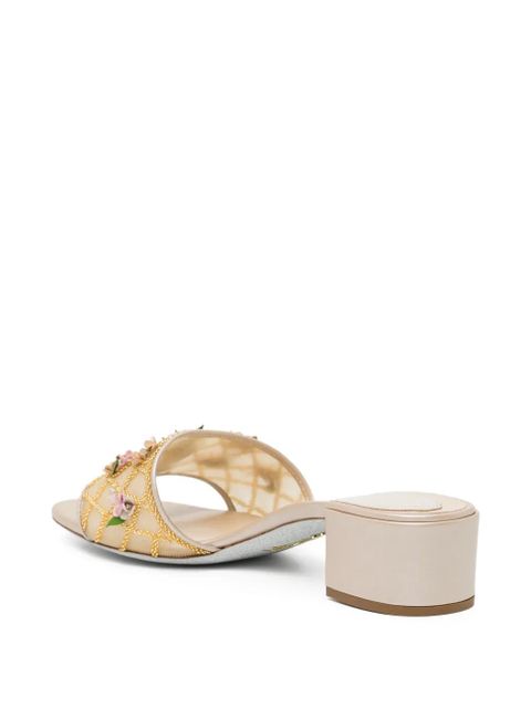 René Caovilla floral appliquéd heeled sandals - Neutrals - zdjęcie produktu nr 2