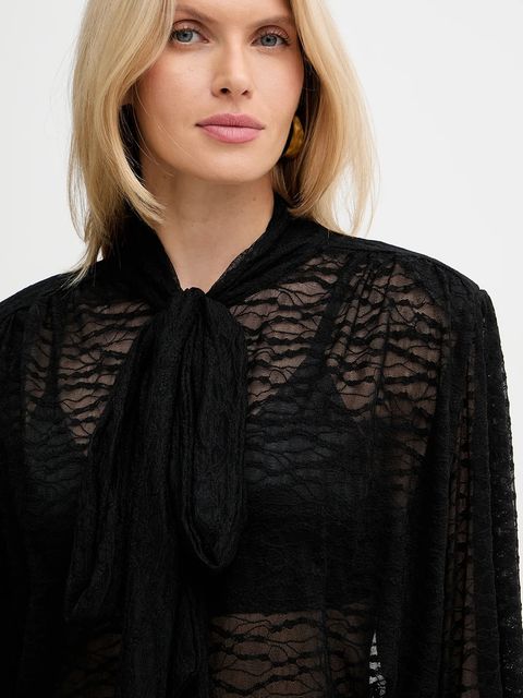 Haveone bluzka damska kolor czarny gładka CVS-P031