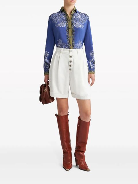 ETRO bandana-print silk crepe shirt - Blue