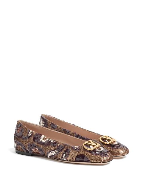 Valentino Garavani VLogo Signature ballerinas with animalier-print - Gold - zdjęcie produktu nr 2