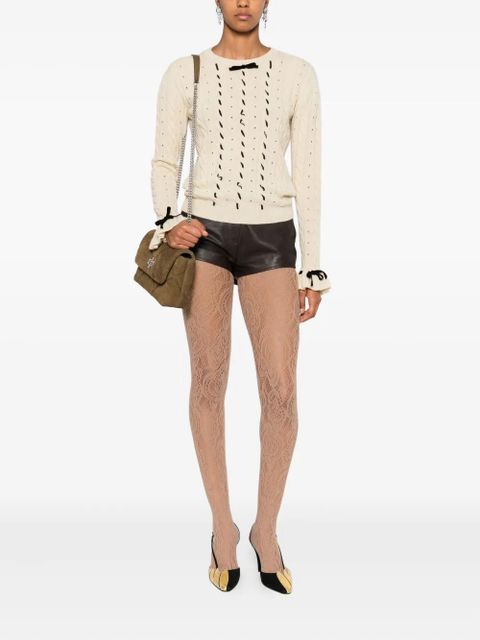 Valentino Garavani cable-knit ruffled-cuff sweater - Neutrals - zdjęcie produktu nr 2