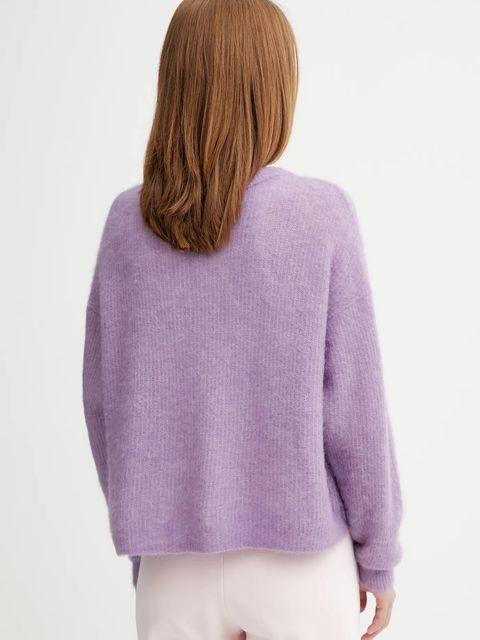 American Vintage kardigan wełniany damski kolor fioletowy lekki NEN19A